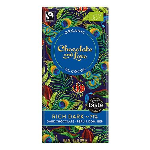 Økologisk Rich Dark Chokolade 71% - 80 Gram