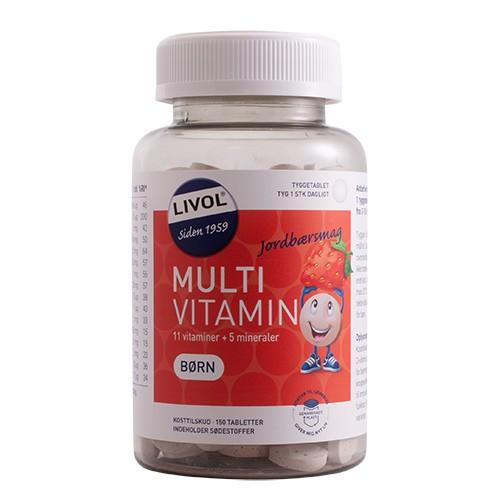 Multivitamin Total Børn (jordbær) - 150 Tabletter på tilbud!