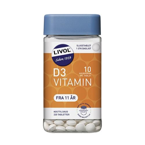 Vitamin D3 10 µg - 220 Tabletter fra Livol, Økologisk tilbud