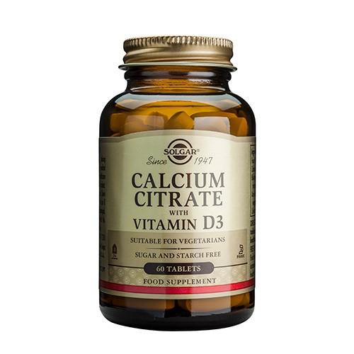 Calcium Citrate+D3 60 Tabletter fra Solgar - Økologisk Tilbud