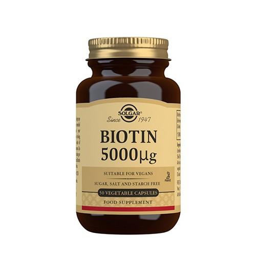 Biotin 5000 µg - 50 Kapsler fra Solgar, Sundhedstilskud