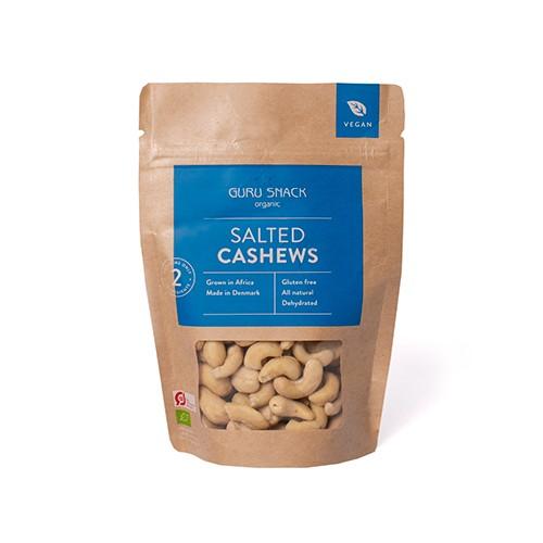 Økologiske saltede cashewnødder - 100 gram fra Guru Snack