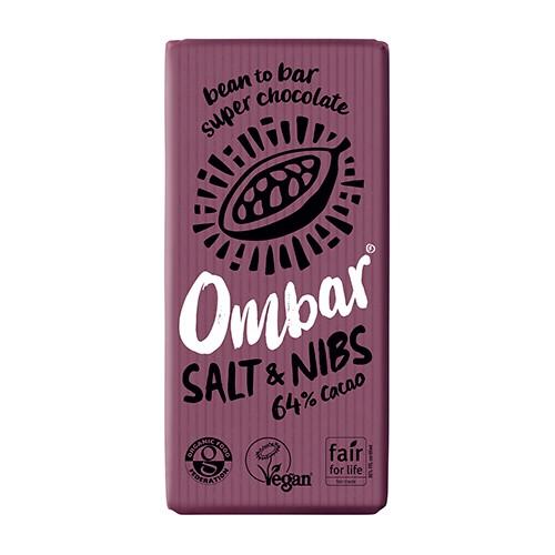 Økologisk Salt & Kakaonibs 64% Kakao - 70 Gram