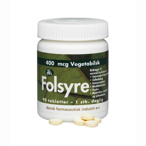 Folsyre 400 Mcg - 90 Tabletter fra Dansk Farmaceutisk Industri