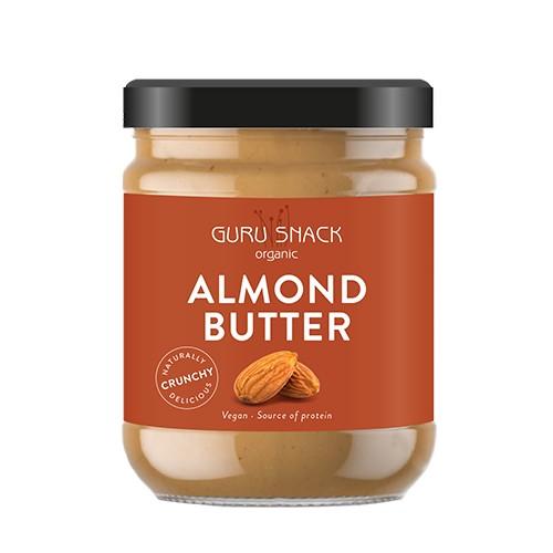 Økologisk Crunchy Mandelsmør 500 Gram fra Guru Snack