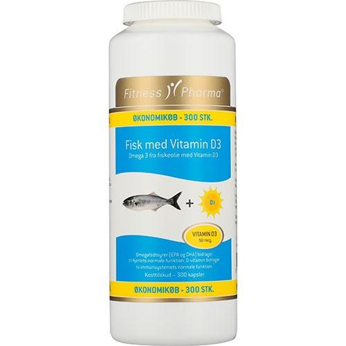 Fiskekapsler med Vitamin D3 - 300 stk fra Fitness Pharma
