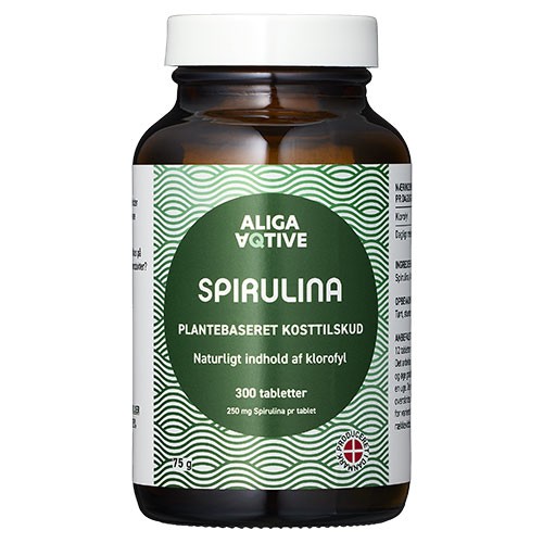 Spirulina 300 Tabletter fra Aliga Aqtive - Økologisk Supermarked
