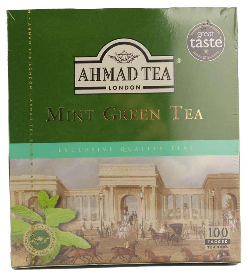 Ahmad Tea Mint Grøn Te - 100 Teposer til Afslapning