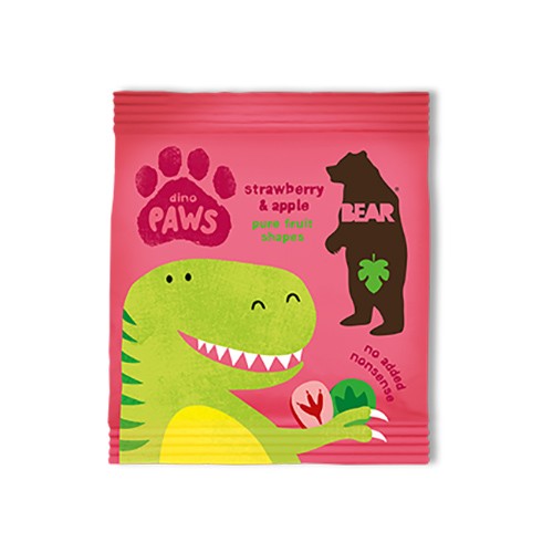 Dino Paws Jordbær & Æble Snack 20 Gram - Økologisk Delikatesse