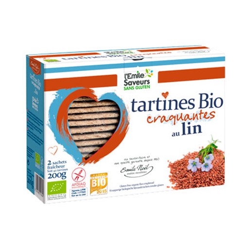 Knækbrød M. Hørfrø Glutenfri   økologisk    200 Gram   Emilie Noël fra Emile Noël