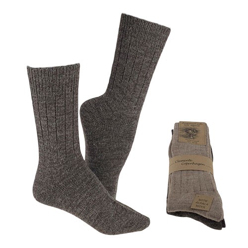 Alpaka Strømper i Brun & Beige - 2 Pakke Tynde Strømper