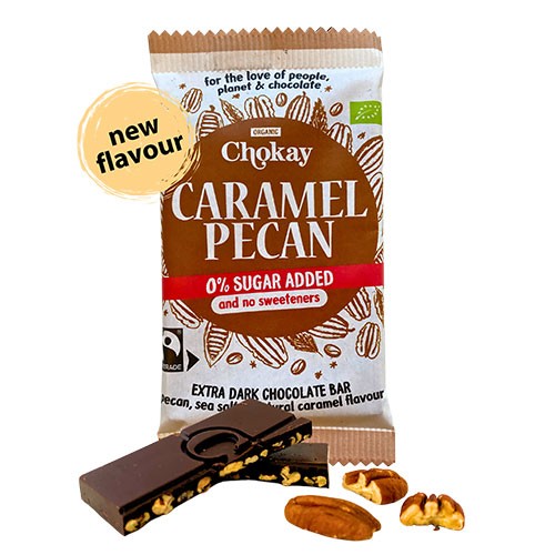 Økologisk Chokoladebar med Karamel og Pecannød 70g