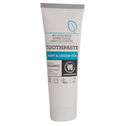 Tandpasta Mint & Grøn Te Uden Fluor økologisk   75 Ml   Urtekram fra Plum