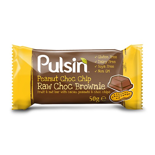 Peanut Chock Chip Raw Choc Brownie   50 Gram     fra Pulsin