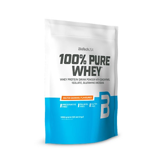 100% Pure Whey Protein Pulver Salted Caramel   454 Gram fra Biotechusa