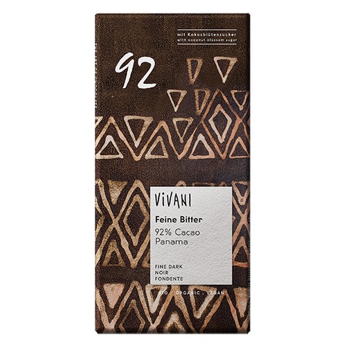 Ekstra Mørk Chokolade 92% Kakao økologisk   80 Gram     fra Vivani
