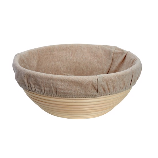 Hævekurv ø 28 Cm I Rattan Ekstra Høj 11 Cm., Med Aftageligt Klæde   Billig Fragt fra Kokkens Køkkengrej