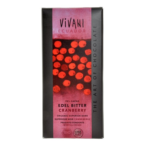 Mørk Chokolade M.tranebær   100 Gram fra Vivani