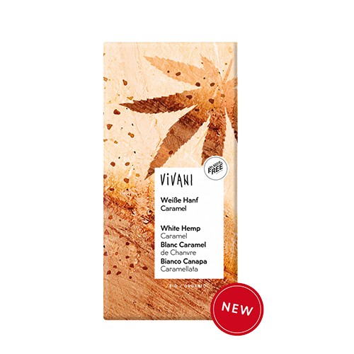 Hvid øko Chokolade Med Karamelliseret Hamp   80 Gram     fra Vivani