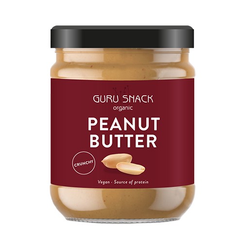Peanutbutter Crunchy økologisk   250 Gram     fra Guru Snack