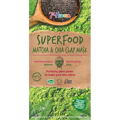Ansigtmaske Superfood Matcha & Chia 7th Heaven   10 Gram     fra Earth Kiss