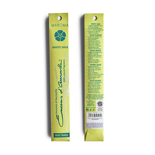 Røgelse White Sage 10 Stk   1 Pakke   Maroma fra Encens D'auroville