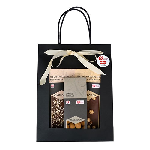 Gourmet Gavepose Creme økologisk M. 2 Chokoladeplader Samt Dragée Mandler   240 Gram     fra økoladen