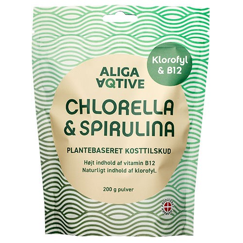 Chlorella & Spirulina Pulver   200 Gram fra Aliga Aqtive