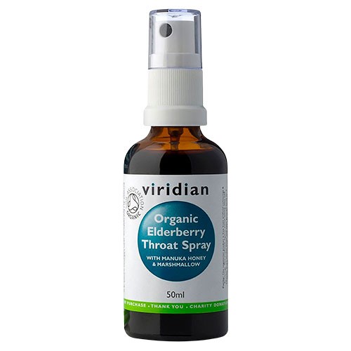 Elderberry Throat Spray (halsspray)   økologisk    50 Ml fra Viridian Nutrition