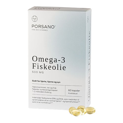 Omega 3 Fiskeolie   60 Kapsler fra Porsano