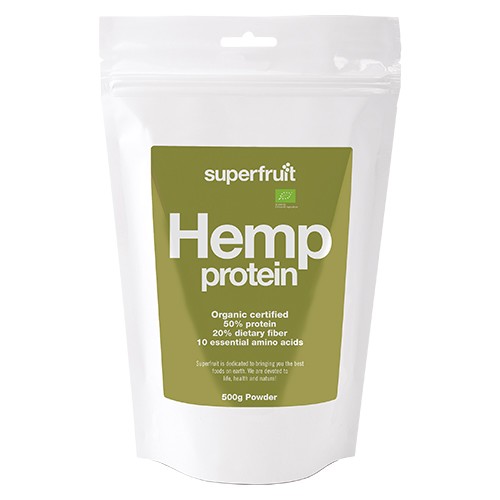 Hamp Protein Pulver (hemp Powder) 45% Protein   500 Gram fra Superfruit