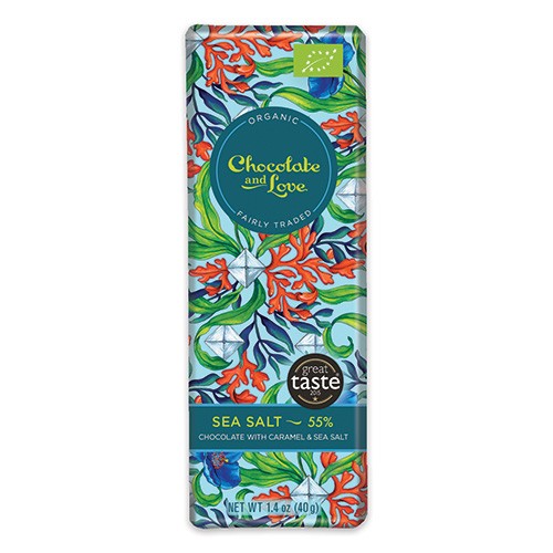 Chokolade Sea Salt 55%   økologisk    40 Gram fra Chocolate And Love