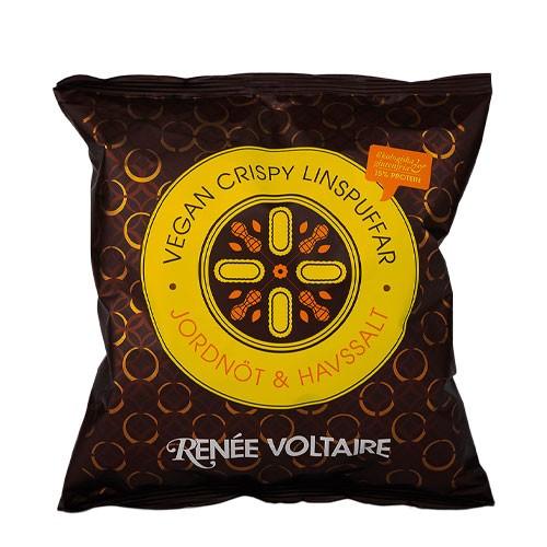Vegan Crispy Lentil Puffs økologisk Peanut & Havsalt   60 Gram     fra Renée Voltaire