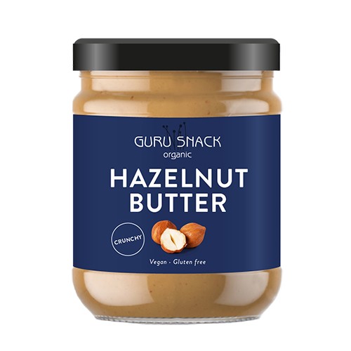 Hasselnøddesmør Crunchy økologisk   250 Gram     fra Guru Snack