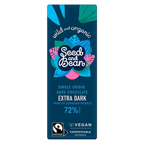 Mørk Chokolade 72%   økologisk    25 Gram fra Seed & Bean