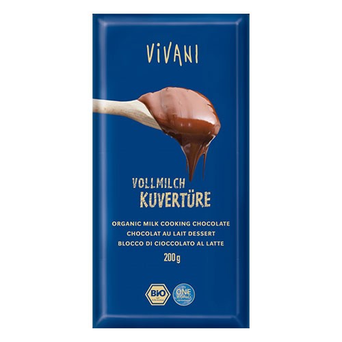 Kouverture økologisk Lys  Overtrækschokolade   200 Gram     fra Vivani
