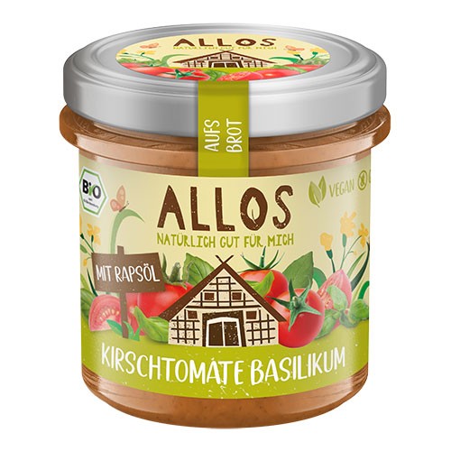 Smørepålæg Auf´s Brot Cherry Tomat Basilikum økologisk   140 Gram     fra Allos