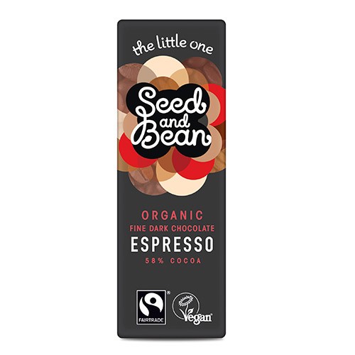 Mørk Chokolade 58% Espresso økologisk   25 Gram     fra Seed & Bean