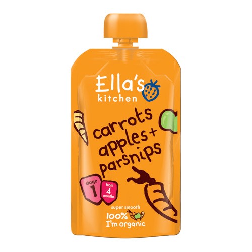 Babymos Gulerod, æble økologisk 4 Mdr   120 Gram     fra Ellas Kitchen