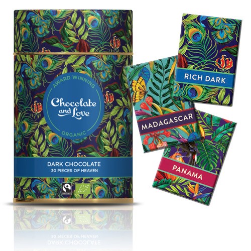 Gavedåse Chokolade Rich Dark økologisk 30 Stk.   165 Gram     fra Chocolate And Love