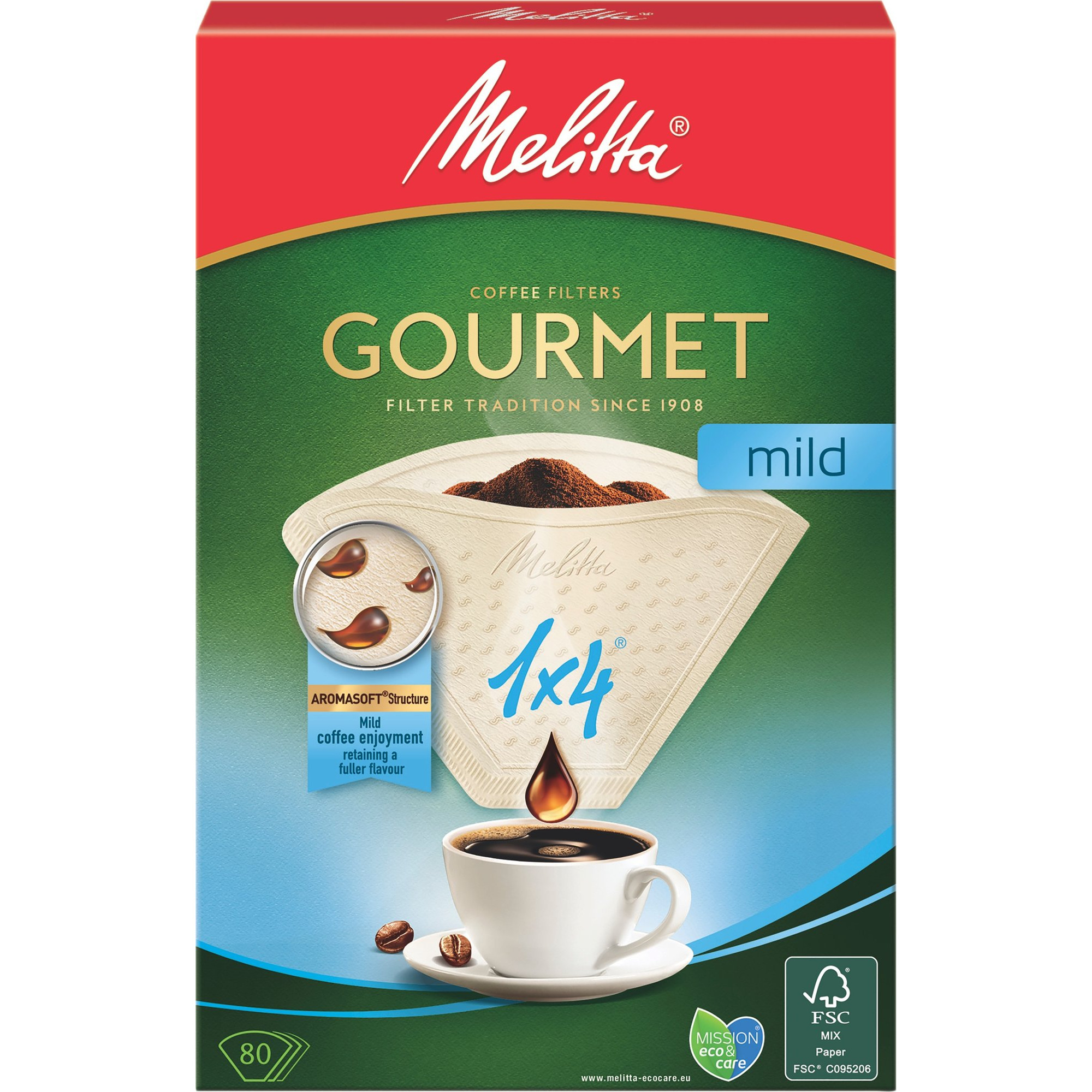 1x4 80 Gourmet Mild Kaffefiltre fra Melitta