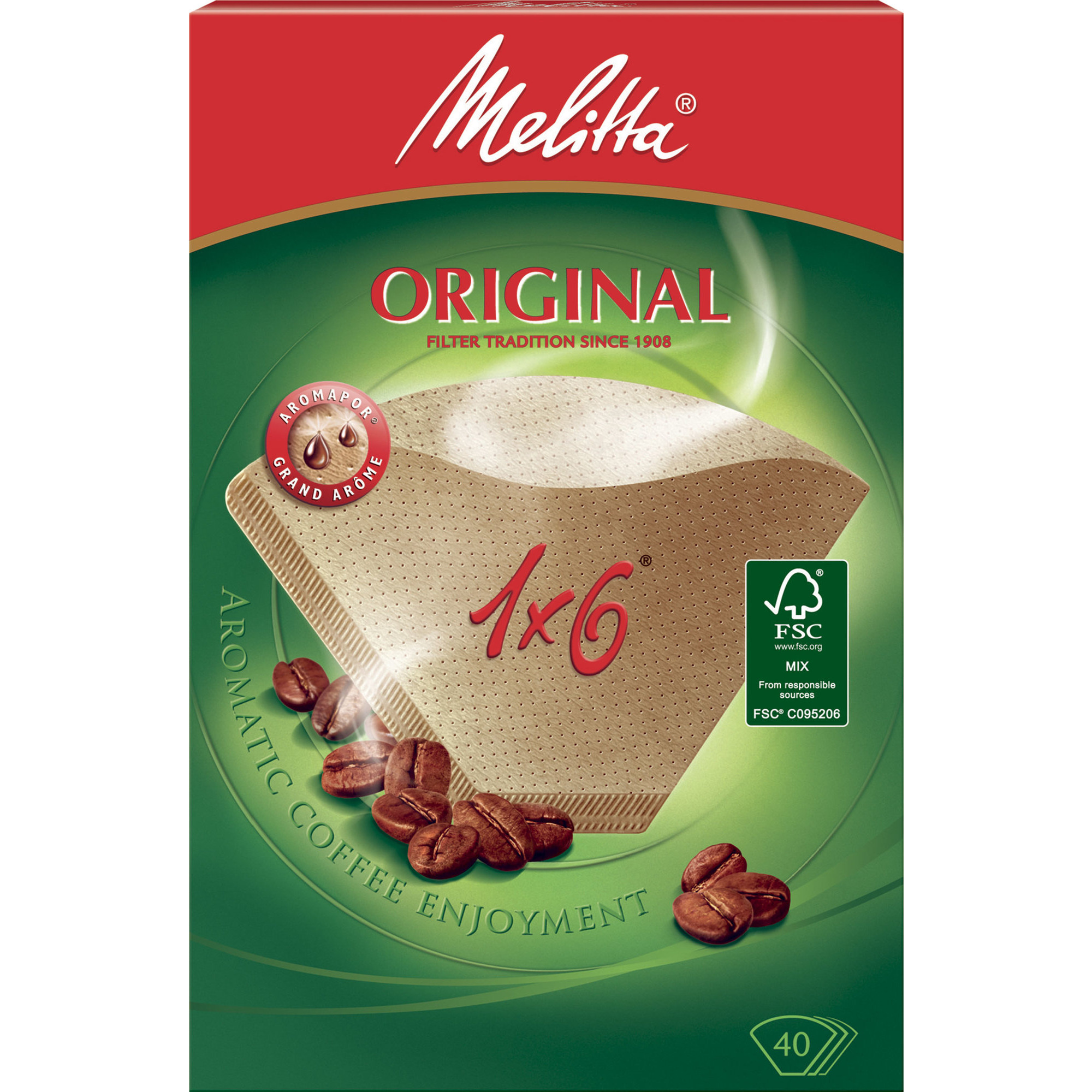 Original Kaffefilter 1x6 40 Stk. fra Melitta