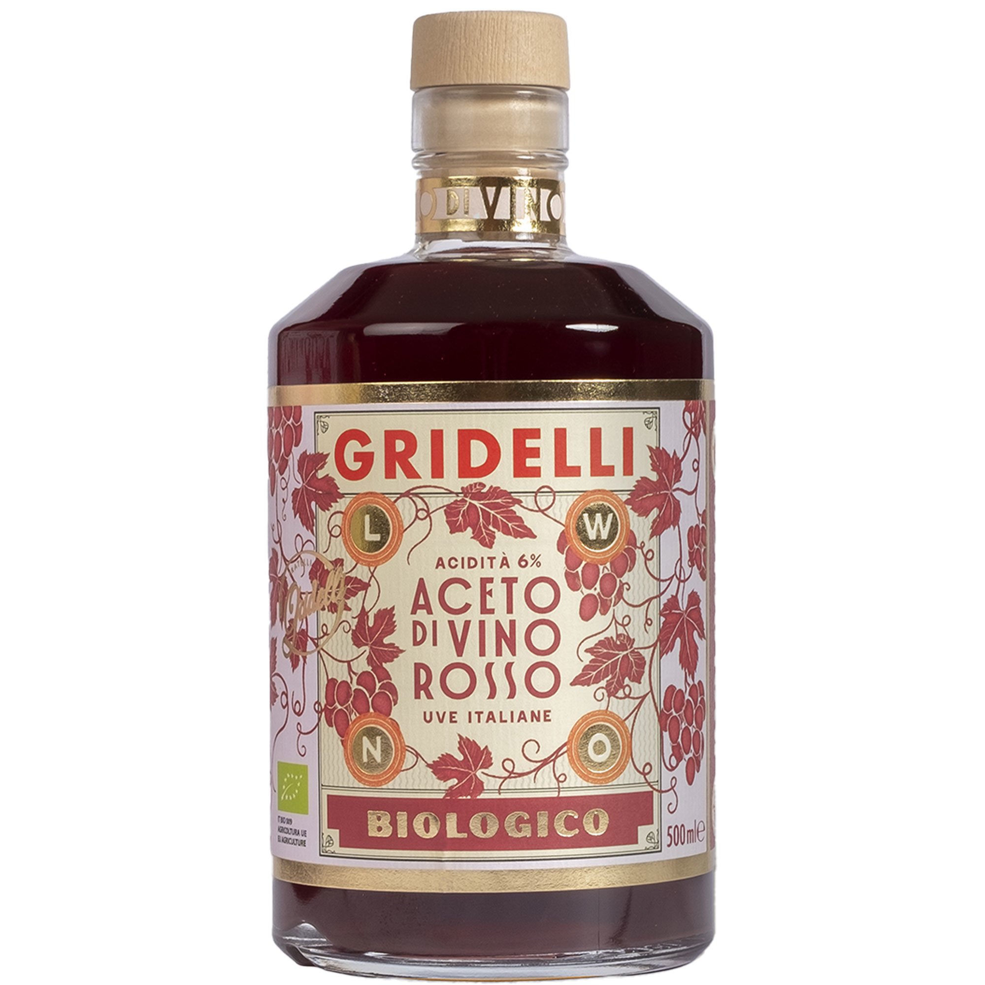 Aceto Di Vino Rosso økologisk Rødvinseddike 500 Ml fra Fratelli Gridelli
