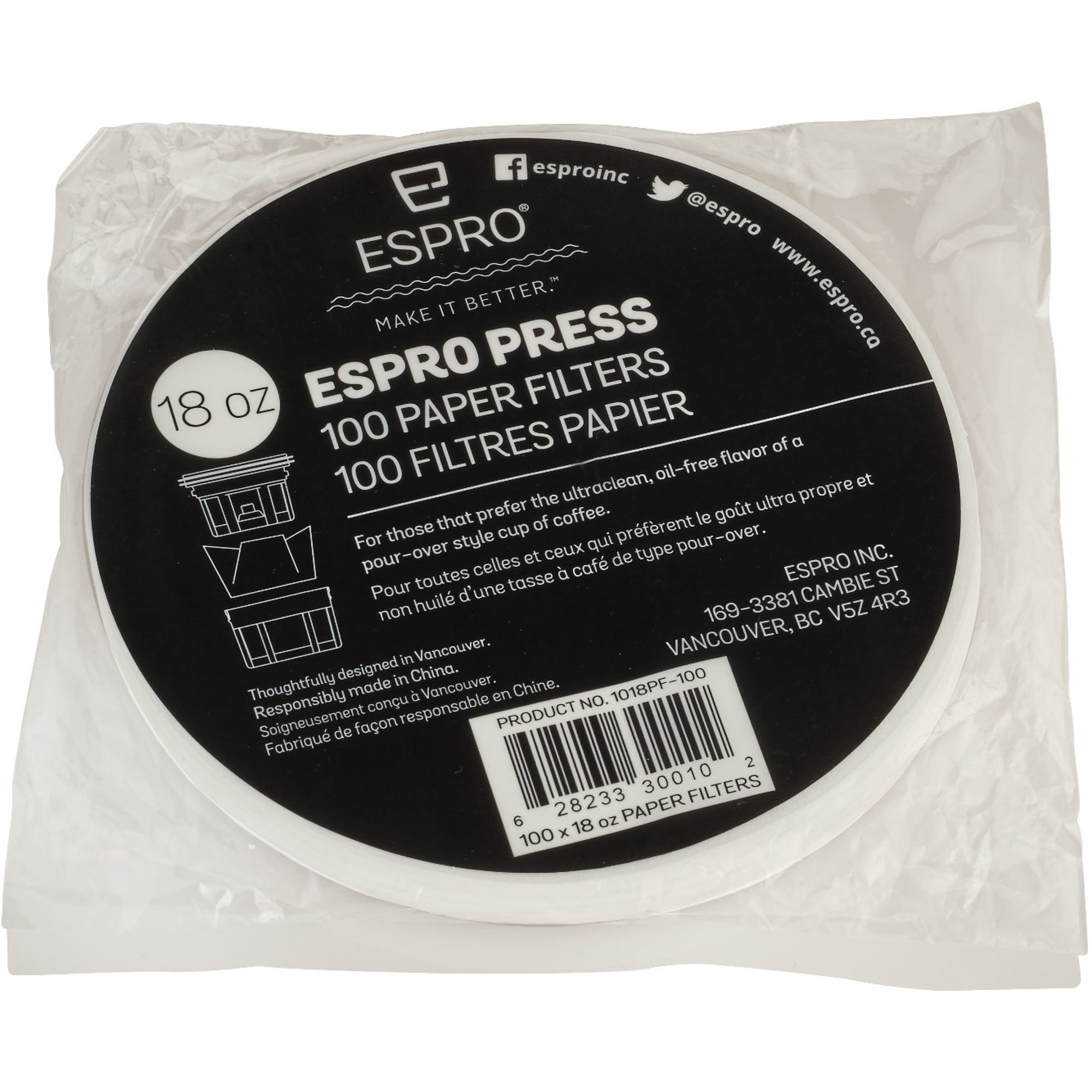 100 Stk. Papirfiltre Til 0,5 Liter fra Espro