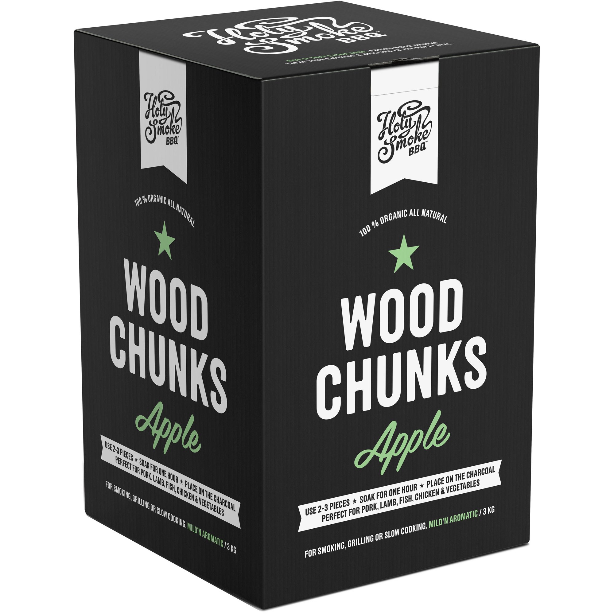 Wood Chunks 3 Kg, Apple fra Holy Smoke Bbq