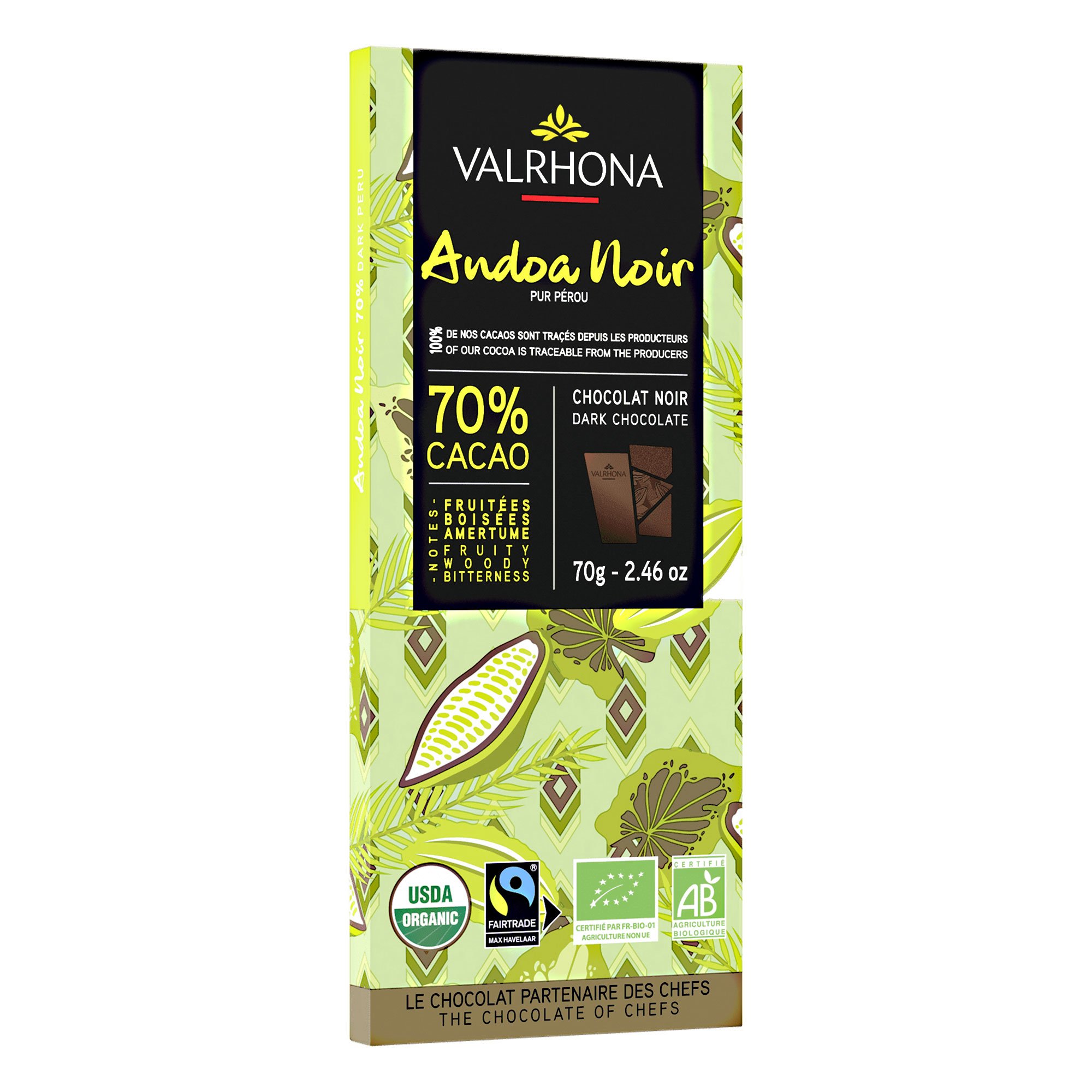 Andoa 70% Chokoladebar, 70 G fra Valrhona