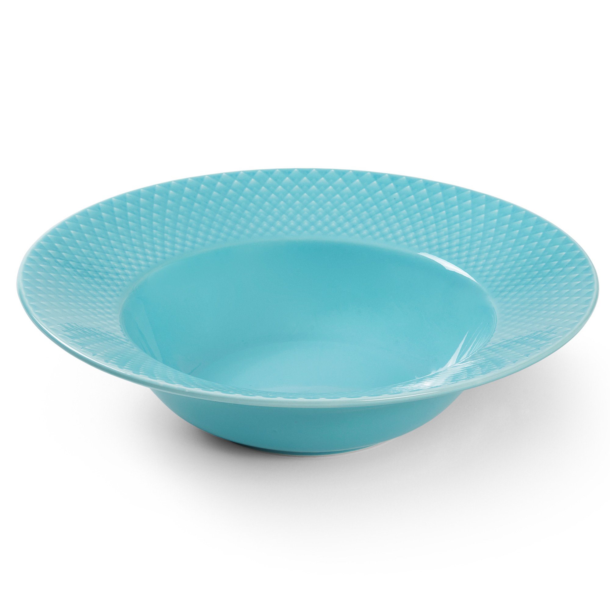 Rhombe Color Dyb Tallerken, 24,5 Cm, Turkis fra Lyngby Porcelæn