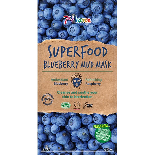 Ansigtmaske Mud Superfood Blueberry 7th Heaven   10 Gram     fra Earth Kiss